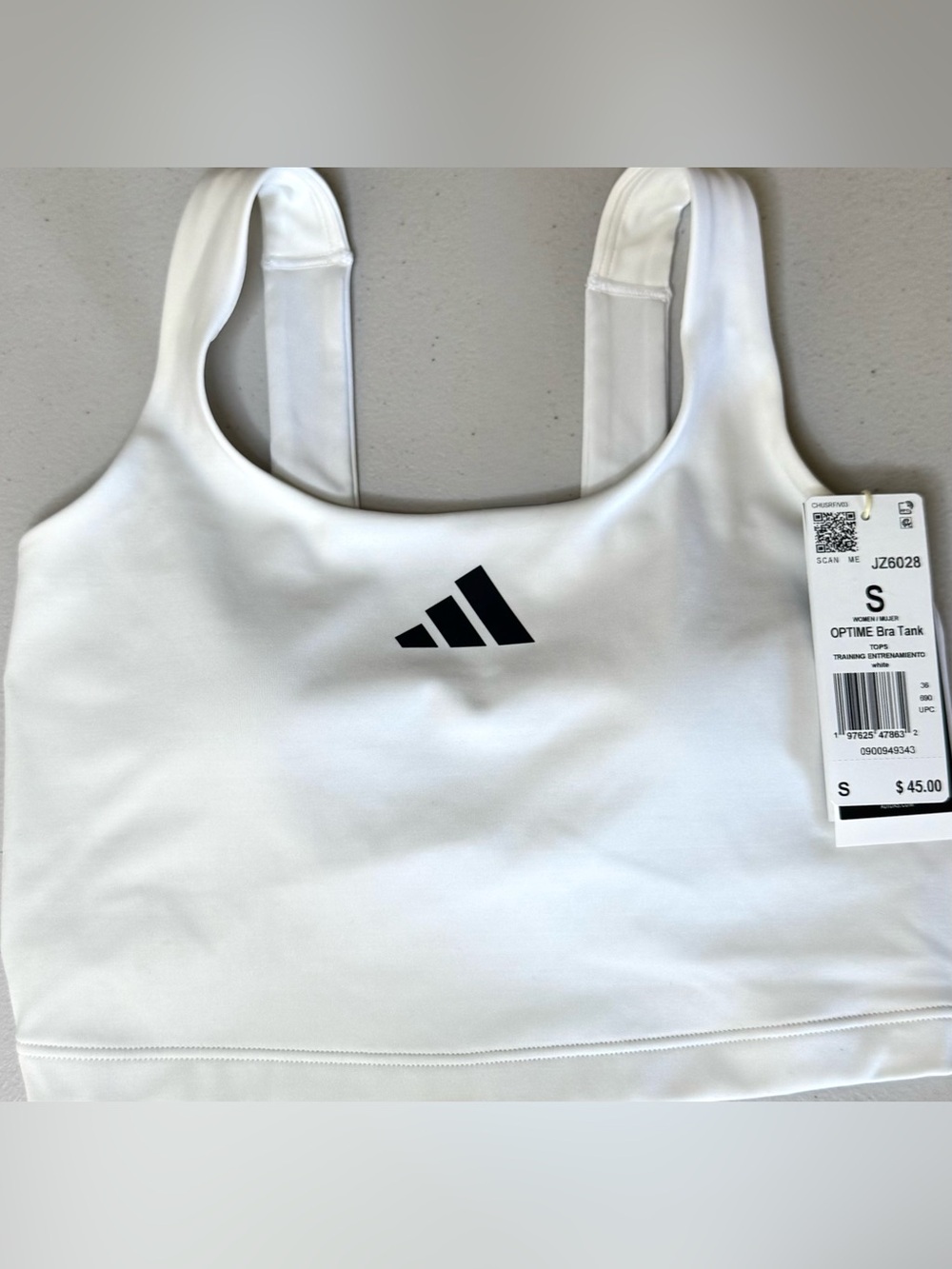 Adidas Optime Bra Tank NWT White Sculpting Workout Top Built In Bra Small
